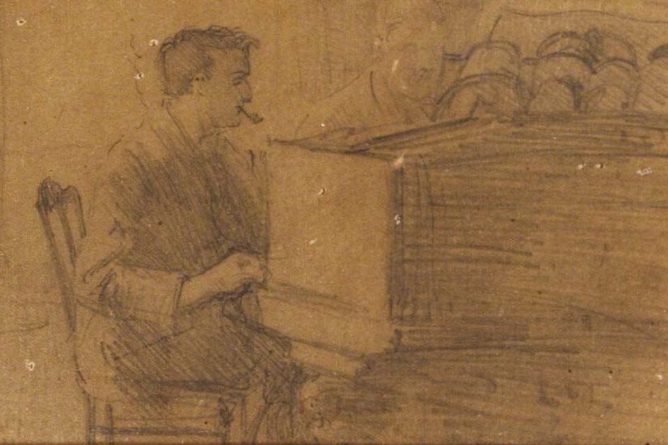 A sketch of Vaughan Williams at the piano